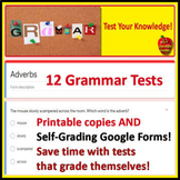 Grammar Test Bundle Printable & SELF-GRADING GOOGLE Quizze