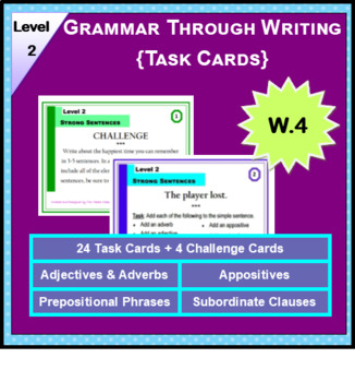 Preview of Writing Task Cards - Grammar Through Writing (Level 2)