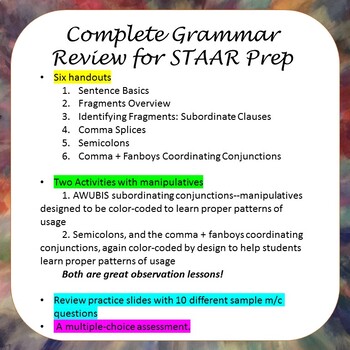 Preview of Grammar Unit STAAR Test Prep for 2023-2024