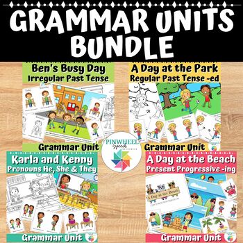 Preview of Grammar Units BUNDLE for Speech Therapy | Verb Tenses, Pronouns, Past Tense
