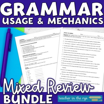Preview of Grammar Usage Mechanics Review Worksheets Bundle Help Improve Student Writing!