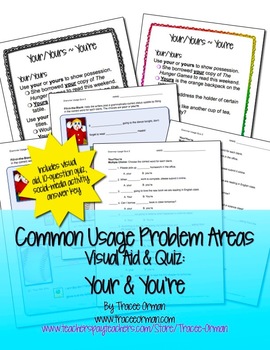 Grammar Usage: Your & You're No Prep Quiz & Anchor Chart