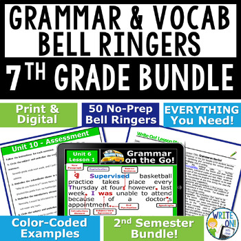 Preview of Grammar Vocab Mechanics Sentence Structure Bell Ringer - 7th Grade 2nd Semester