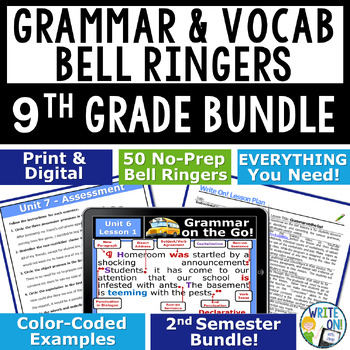 Preview of Grammar Vocab Mechanics Sentence Structure Bell Ringer - 9th Grade 2nd Semester