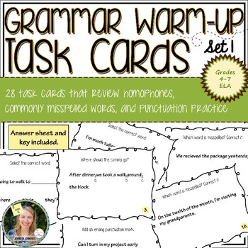 Preview of Grammar Warm-Up Task Cards
