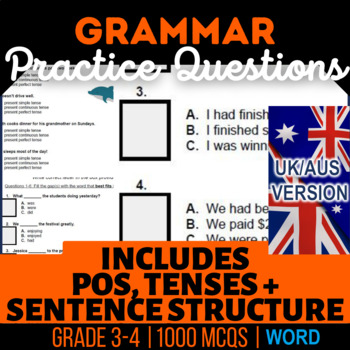 Preview of Grammar Word Workbook Bundle: Nouns, Verbs, Sentence Structure UK/AUS English