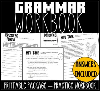 Preview of Grammar Workbook - includes *50* activities