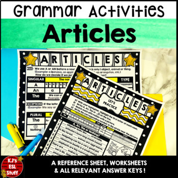 Grammar & Worksheet: Articles by KJ's ESL Stuff | TpT