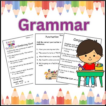 Grammar Worksheet Bundle - Nouns, Adjectives, Verbs, Punctuation and more!