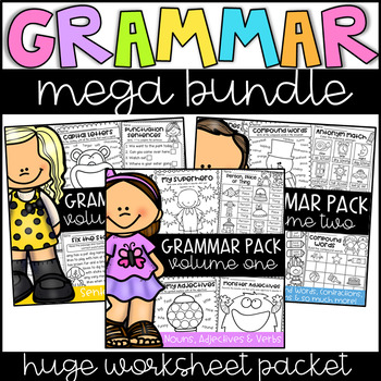 Preview of Grammar Worksheet Bundle - Nouns, Adjectives, Verbs, Punctuation and more!