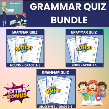 Preview of Grammar Quiz  Bundle | Nouns Adjectives Verbs for Grade 3-5