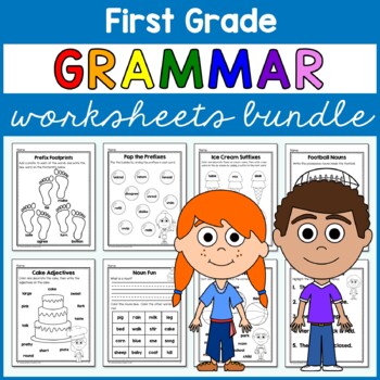 Preview of Grammar Worksheets Bundle First Grade | No Prep Printables | 30% off