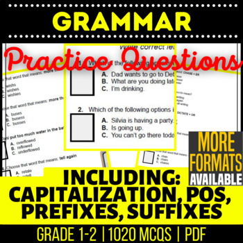 Preview of Grammar Worksheets | Nouns Verbs Adjectives Pronouns Capitalization Punctuation