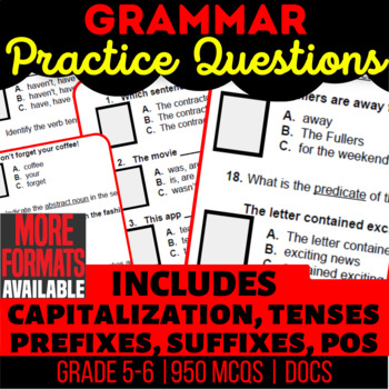 Preview of Grammar Worksheets Bundle Nouns Verbs Adjectives Capitalization and Punctuation