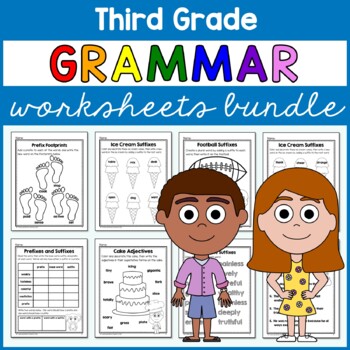 Preview of Grammar Worksheets Bundle Third Grade | No Prep Printables | 30% off