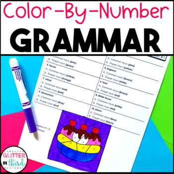 Preview of Grammar Worksheets Color-By-Number BUNDLE