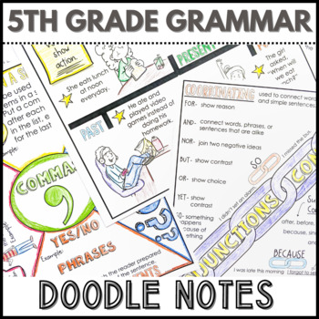 Preview of Grammar Worksheets Review - Doodle Notes and Mini Lessons - 5th Grade