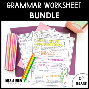 Preview of Grammar Worksheets | Doodle Notes and Activities | 5th Grade
