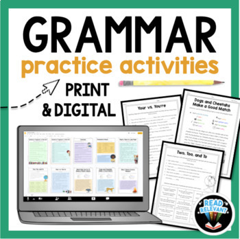 Preview of Grammar Worksheets Middle School Activities: Practice and Review Grammar