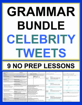 Preview of Grammar Worksheets & No Prep Lesson Plans| Celebrity Tweets