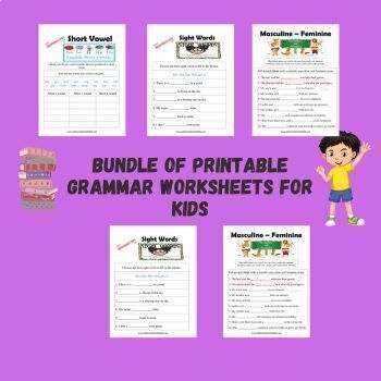 Preview of Grammar Worksheets Printable Bundle