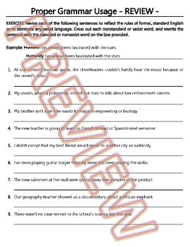 Preview of Grammar Worksheets: Proofreading Reviews and Assessments. HS English (3/3) PDF