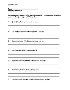 grammar worksheets revising sentences grades 4 5 morning work