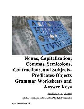 Preview of Eight Grammar Worksheets and Answer Keys