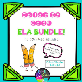 Preview of Grammar Fun BUNDLE! 10 "Color By Code" Grammar Activities