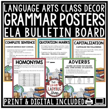 Preview of Grammar Rules Posters Writing Back to School Bulletin Board ELA Classroom Decor