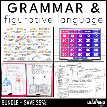 Preview of Grammar and Figurative Language Resources BUNDLE | Posters Game Activities