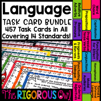 Preview of Grammar and Language Task Card Bundle