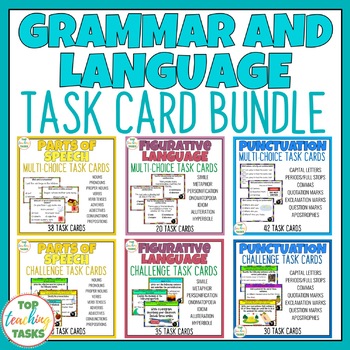 Preview of Grammar and Language Task Cards Bundle