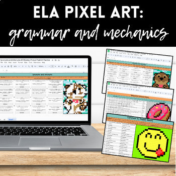 Preview of Grammar and Mechanics ELA Pixel Art | GROWING BUNDLE