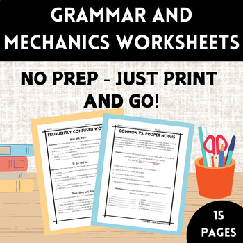 Preview of Grammar and Mechanics Worksheet Packet