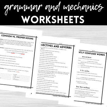 Preview of Grammar and Mechanics Worksheets | FREE SAMPLE