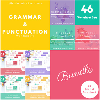 grammar and punctuation worksheet set by life changing learning tpt