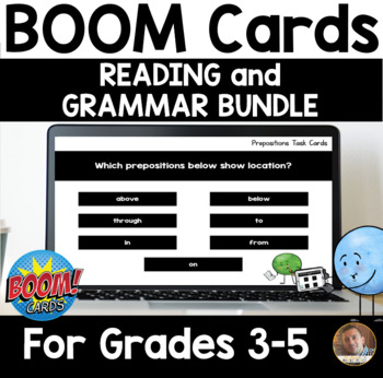 Preview of Grammar and Reading Bundle- SELF-GRADING Boom Decks for 3rd-5th Grades