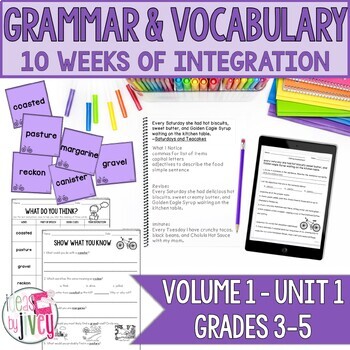 Preview of Daily Grammar & Vocabulary Language Arts Bundle | Volume 1, Unit 1 (Grades 3-5)