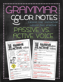 Preview of Grammar color notes: Passive and active voice