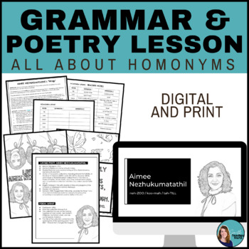 Preview of Grammar-focused Poetry Lesson - Homonyms - for High School English