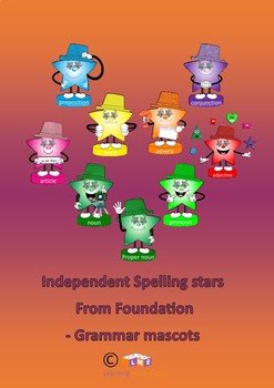 Preview of Grammar mascots and helpful hints - Independent spelling Stars