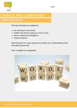Preview of Grammar resource: Simple and compound sentences video & worksheet