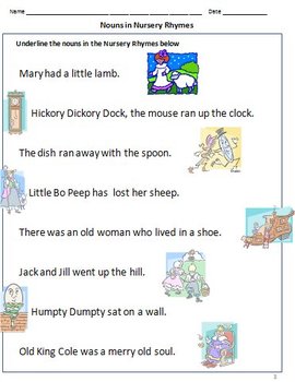 Grammar through Nursery Rhymes - noun, verb, adjective & preposition