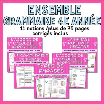Preview of Grammar worksheet Bundle 4th grade/Ensemble Grammaire 4e année
