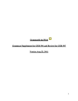 Preview of Grammatik im Blick - Grammar Supplement - German