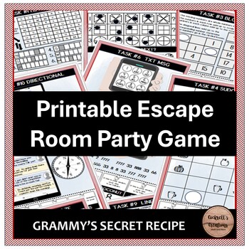 Preview of Grammy's Secret Recipe Printable Escape Room Party Game for Kids