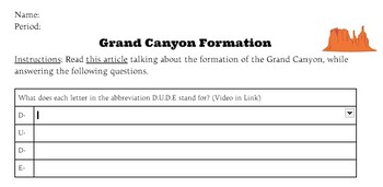 Preview of Grand Canyon Formation Article/Video | Earth Science - Erosion