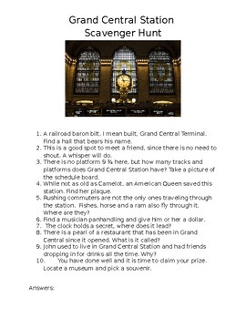 Preview of Grand Central Station Scavenger Hunt