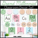 Grand Millennial [Pink, Green, Blue, Rattan] Classroom Dec